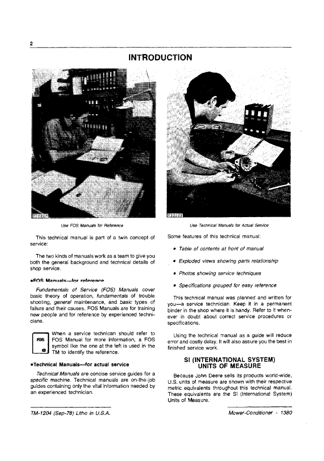 John Deere 1380 Hay Mower Conditioner Workshop Manual TM1204