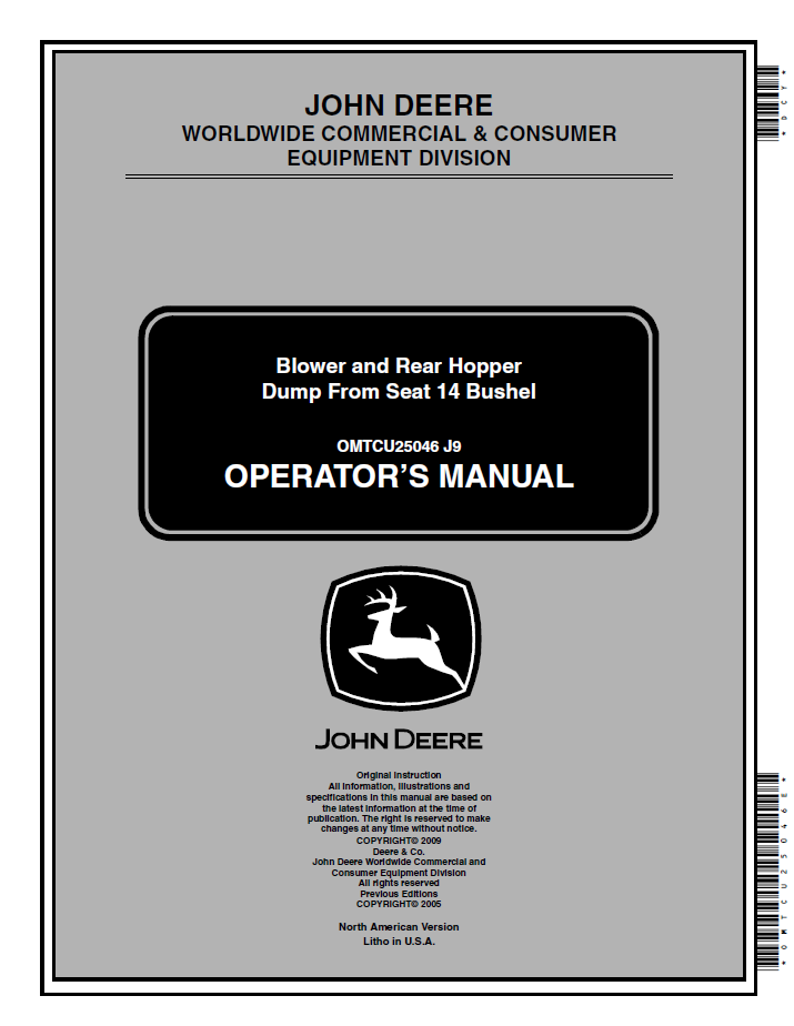 John Deere 14-Bushel Blower & Hopper Dump From-Seat Manual