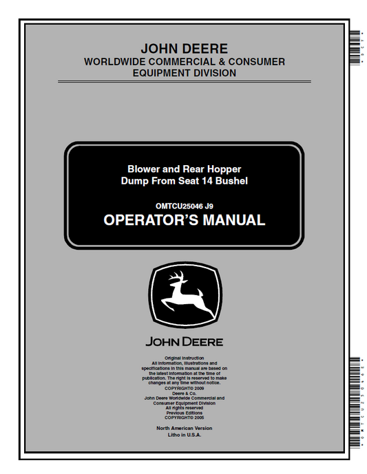 John Deere 14-Bushel Blower & Hopper Dump From-Seat Manual