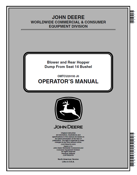 John Deere 14-Bushel Hopper & Blower Manual (OMTCU29193)