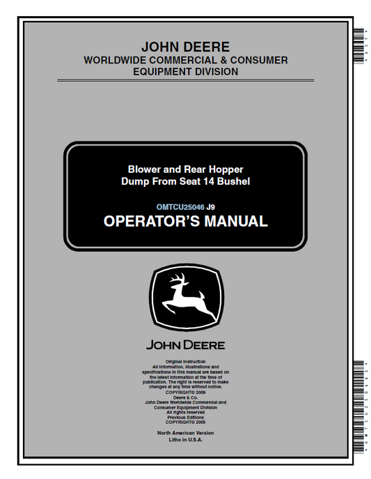 John Deere 14 Bushel Blower & Hopper (OMTCU25046) Operator Manual