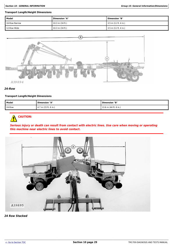 John Deere 1770 12RW-36 to 24RN-30 Planter Service Manual TM1709