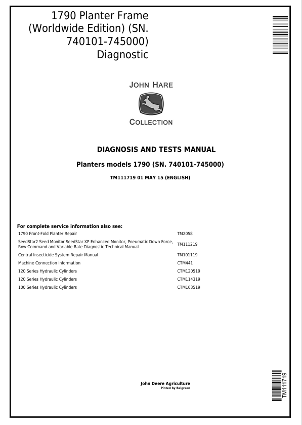John Deere 1790 Planter Frame Diagnosis and Tests Manual TM111719