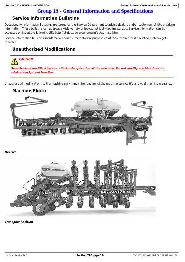 John Deere 1790 Planter Frame Service & Troubleshooting Manual TM111719