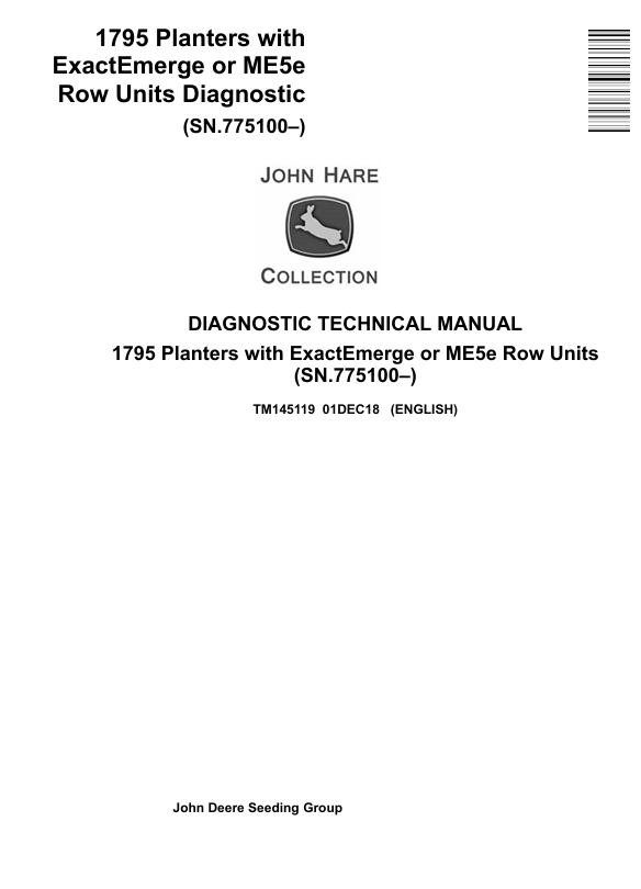 John Deere 1795 Planter ExactEmerge or ME5E Row Units Diagnostic Manual TM145119