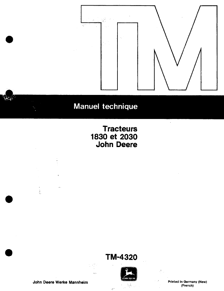 John Deere 1830 & 2030 Tractor TM4320 Technical Manual
