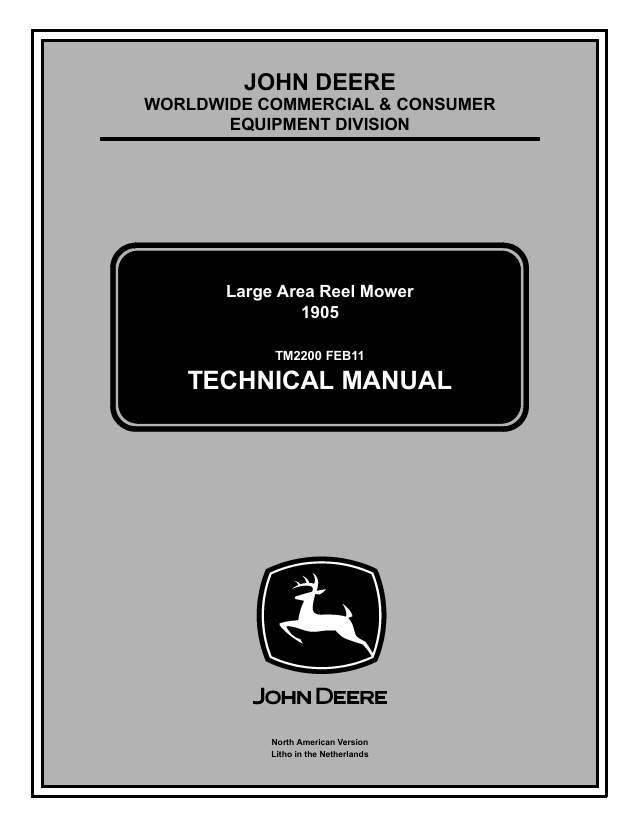John Deere 1905 Large Area Reel Mower Technical Manual TM2200 PDF