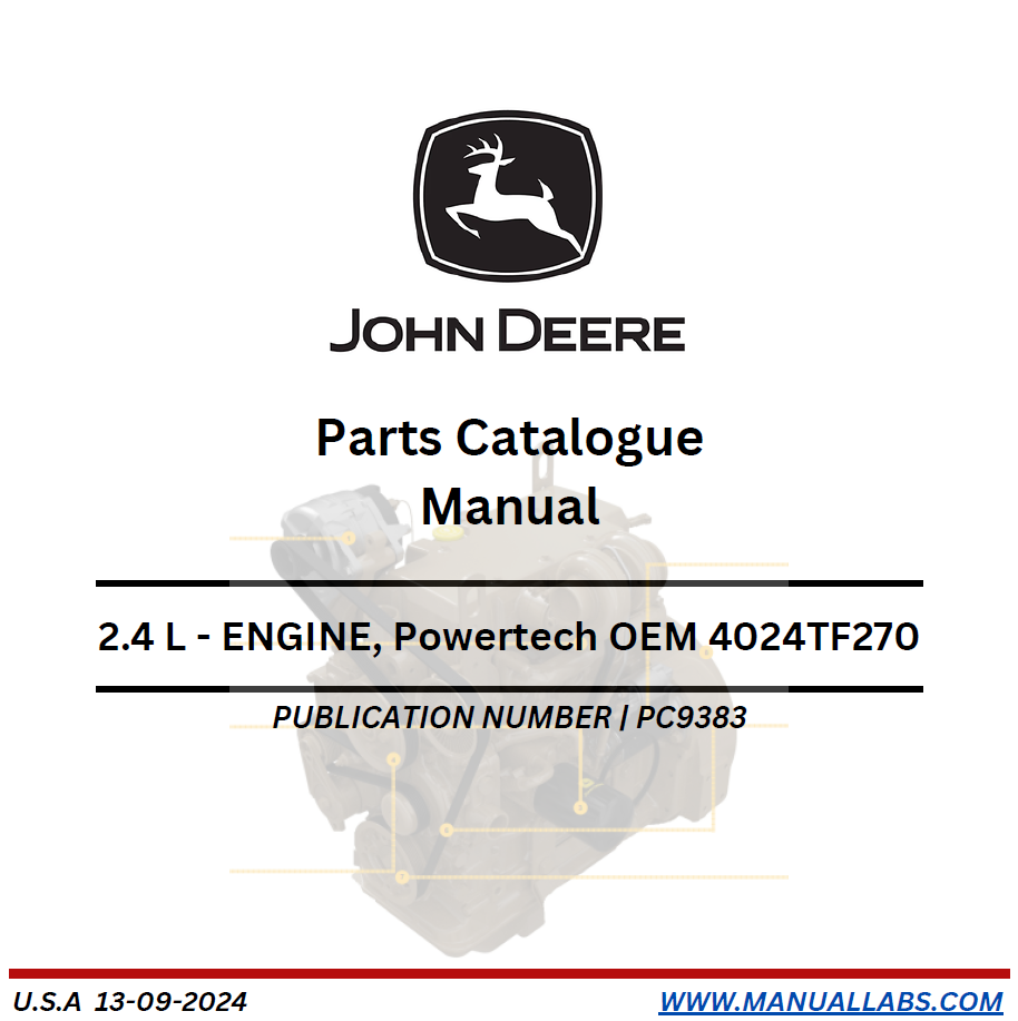 John Deere 2.4L PowerTech OEM 4024TF270 Parts Catalogue Manual PC9383