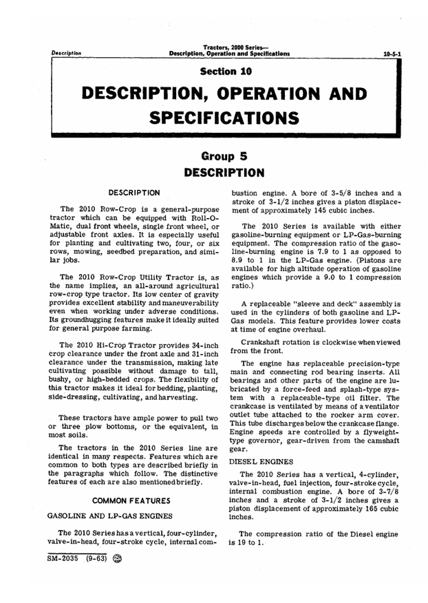 John Deere 2000 Series Workshop & Maintenance Manual SM2035