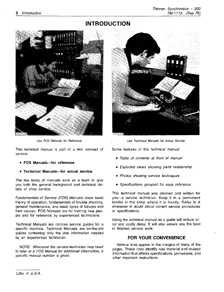 John Deere 200 Synchronous Thinner Operation and Maintenance Manual