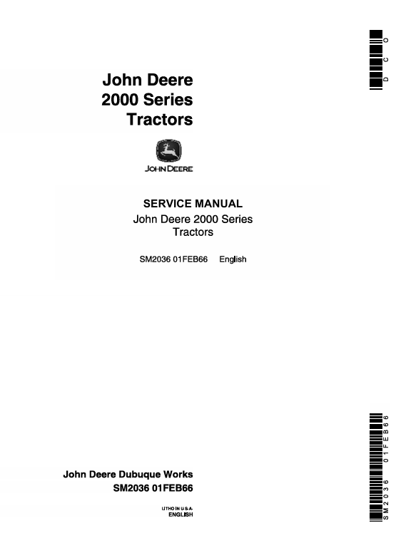 John Deere 2010 Wheel Tractor Service Manual SM2036 PDF Download