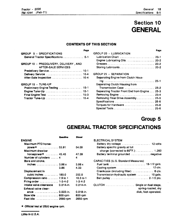 John Deere 2020 Tractor 117,500 Complete Maintenance Manual