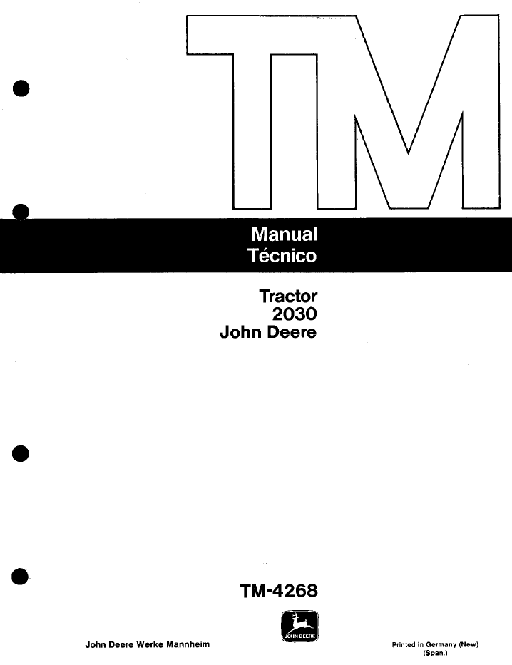 John Deere 2030 Tractor TM4268 Technical Repair Manual