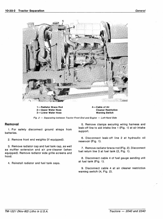 John Deere 2040 2240 Tractor Service & Repair Manual TM1221