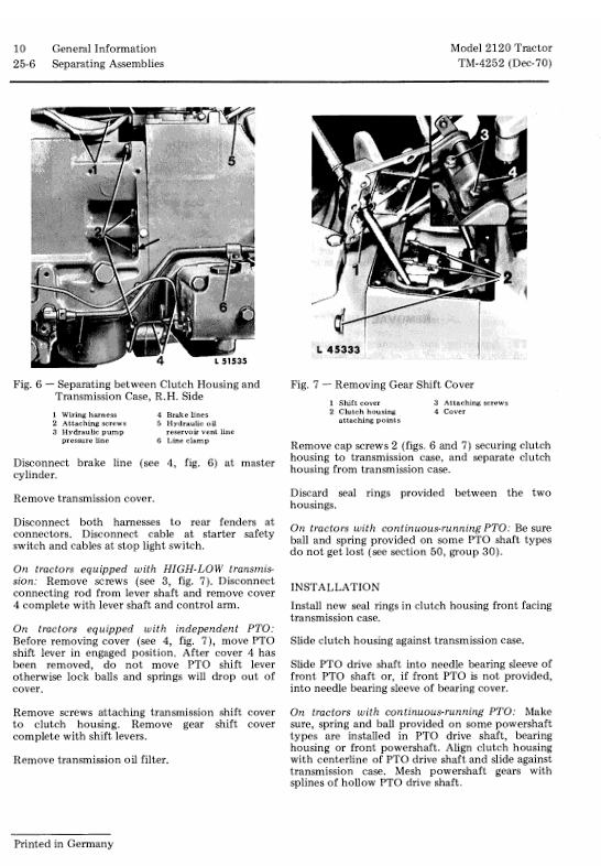 John Deere 2120 Tractor Workshop & Repair Manual TM4252
