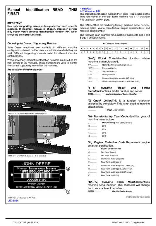 John Deere 2156G 2156GLC Technical Service Manual – TM14047X19