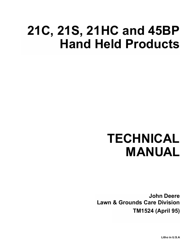 John Deere 21C 21S 21HC & 45BP Hand Held Technical Manual TM1524