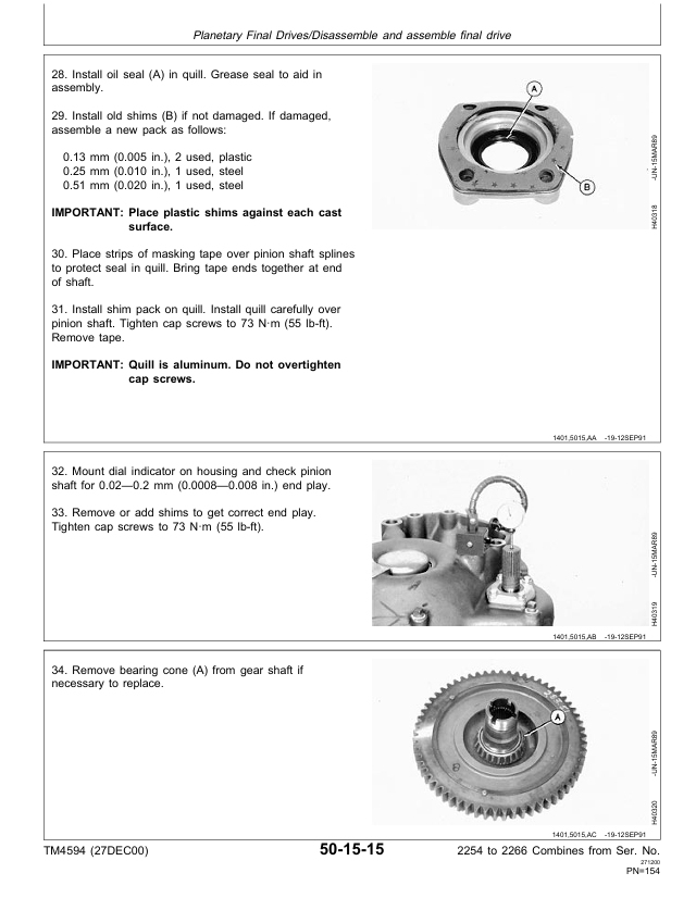John Deere 2254 2256 2258 2264 2266 Maintenance Manual TM4594