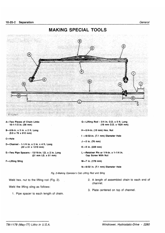 John Deere 2280 Windrower Service & Repair Manual TM1179 Download