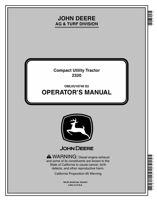 John Deere 2320 Compact Utility Tractor Operator Manual OMLVU16740 PDF