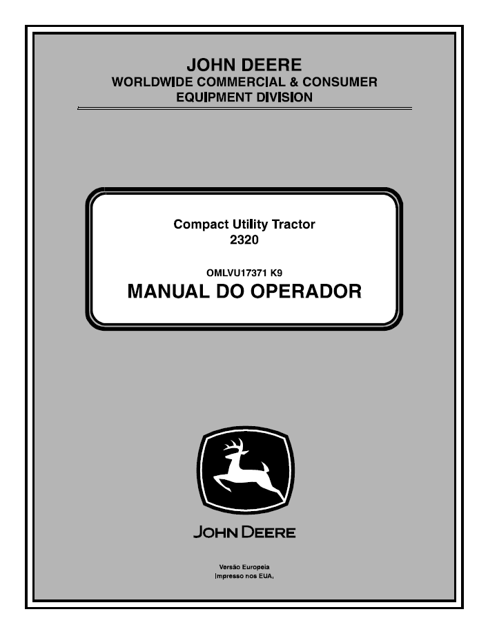 John Deere 2320 Compact Utility Tractor Operator Manual PDF OMLVU17371