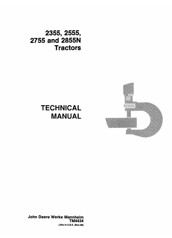 John Deere 2355 2555 2755 2855N Tractor Technical Manual TM4434