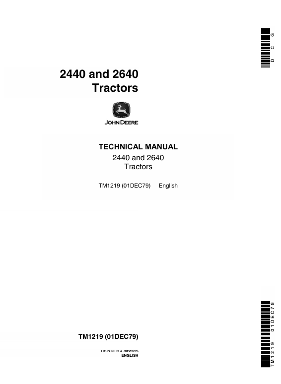 John Deere 2440 & 2640 Tractor Technical Manual TM1219 – Repair Guide