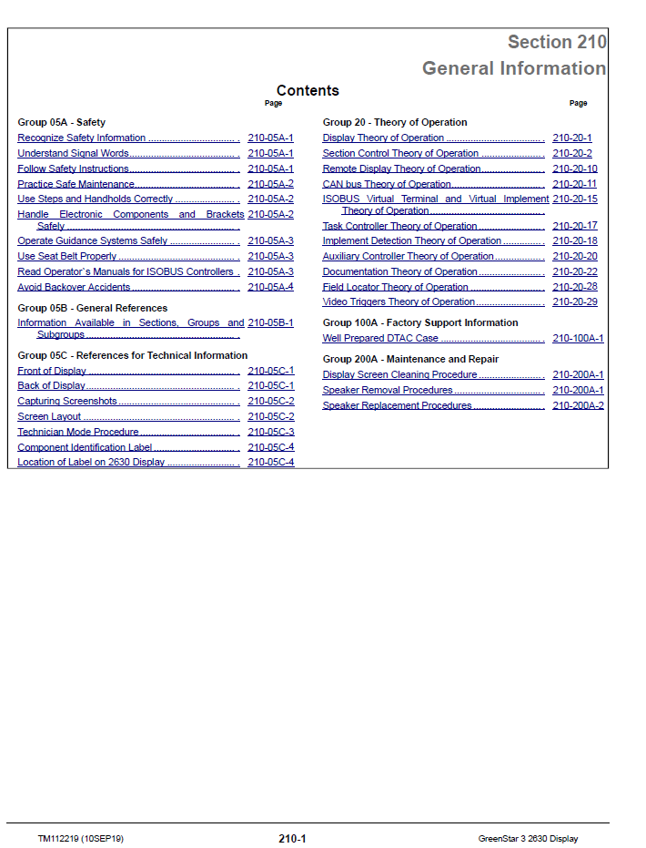 John Deere 2630 GreenStar Display Workshop Technical Manual PDF
