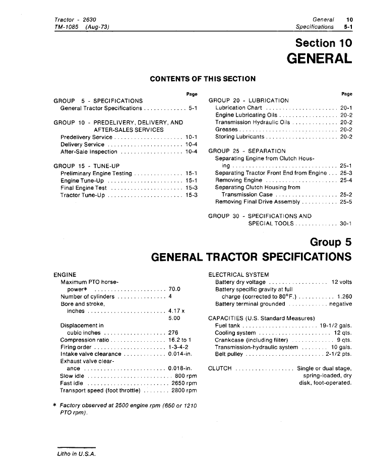 John Deere 2630 Technical Manual TM1085 Maintenance Guide