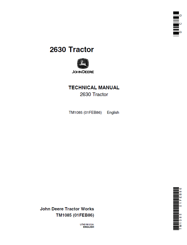 John Deere 2630 Tractor Technical Manual TM1085 PDF