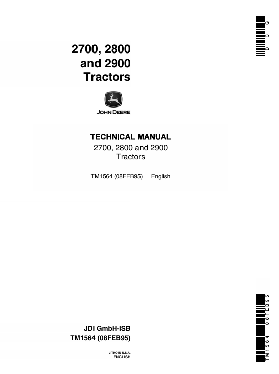 John Deere 2700, 2800, 2900 Tractor Technical Manual TM1564 Download
