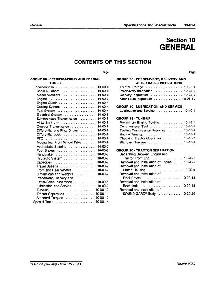 John Deere 2750 Tractor Technical Repair Workshop Manual TM4405 PDF