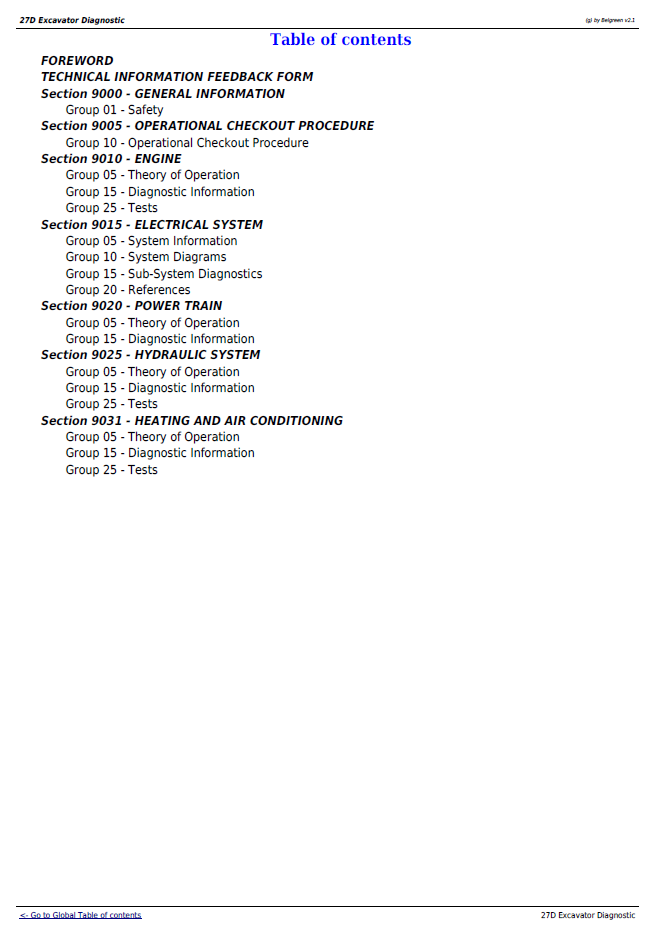 John Deere 27D Excavator TM2355 Operation & Diagnostic Guide