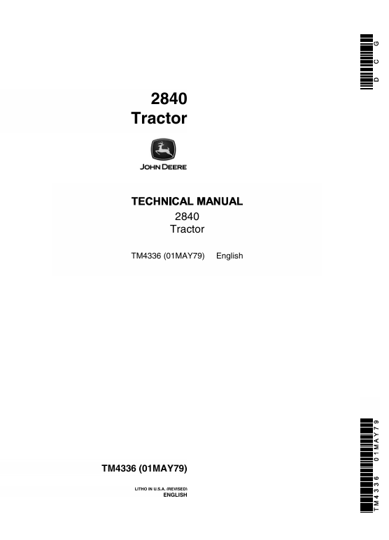 John Deere 2840 Tractor Technical Manual TM4336 PDF