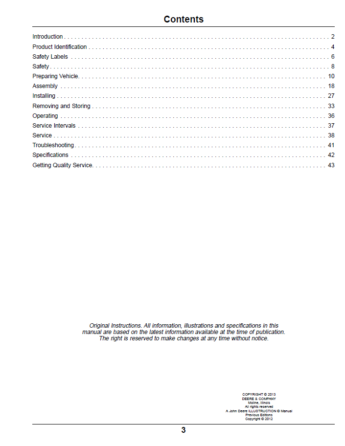 John Deere 2 & 3 Bag Material Collection System OMTCU33004 Manual