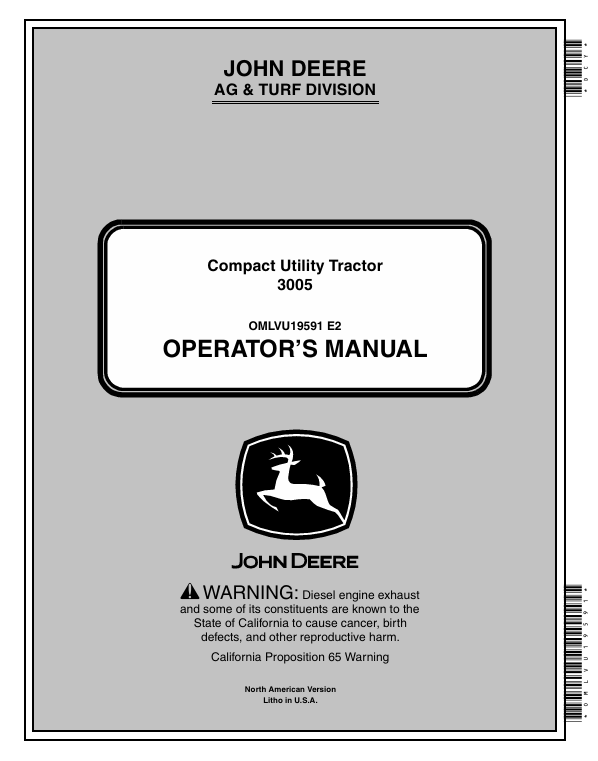 John Deere 3005 Compact Utility Tractor Operator Manual OMLVU19591 PDF