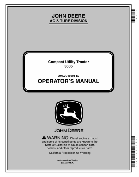 John Deere 3005 Compact Utility Tractor Operator Manual OMLVU19591 PDF