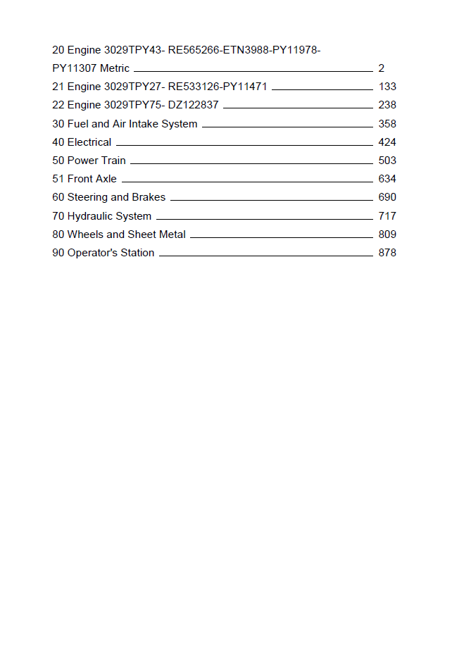 John Deere 3029TPY27 Tractor PC12227 Parts Catalogue Manual