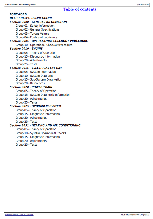 John Deere 310E Backhoe TM1648 Operation & Service Diagnostic Manual