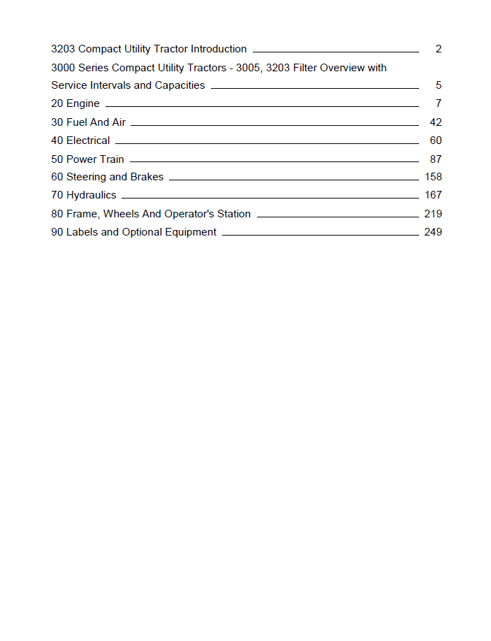 John Deere 3203 Compact Utility Tractor Operator Manual PC9583 PDF