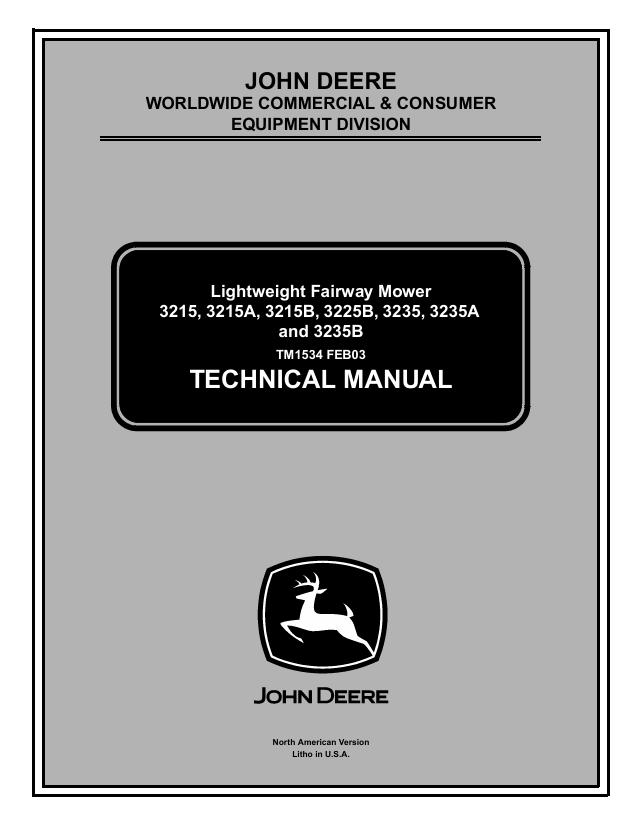 John Deere 3215-3235B Lightweight Fairway Mower Technical Manual TM1534