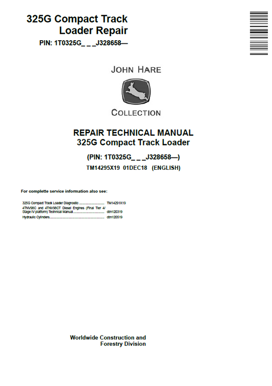 John Deere 325G Compact Track Loader TM14295X19 Service Repair Manual