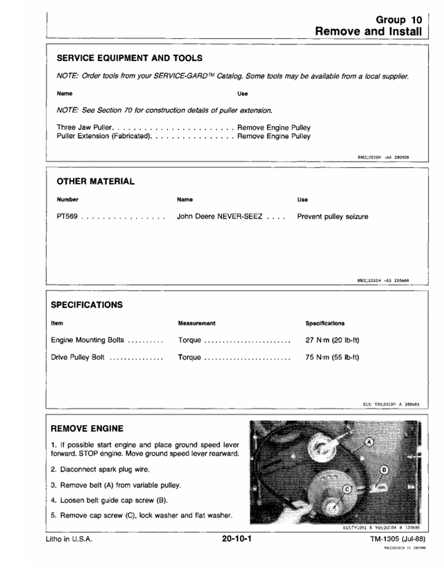 John Deere 32, 36, 48 & 52 Inch Walk-Behind Mower Service Manual