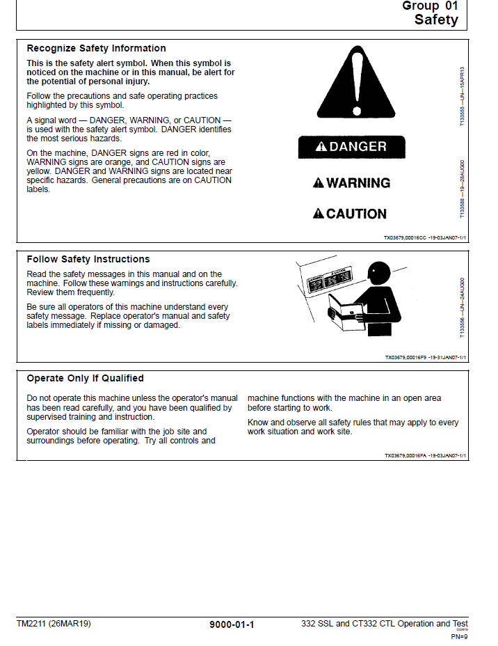 John Deere 332 Skid Steer Workshop Test Manual TM2211