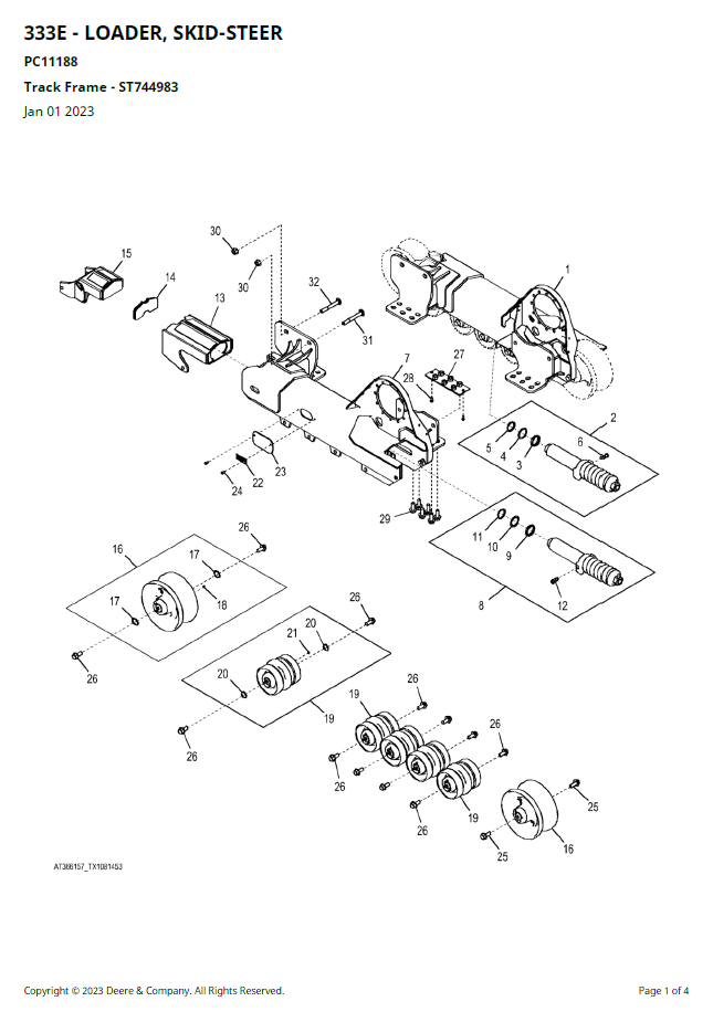 John Deere 333E Skid Steer Loader Complete Parts Catalogue Guide