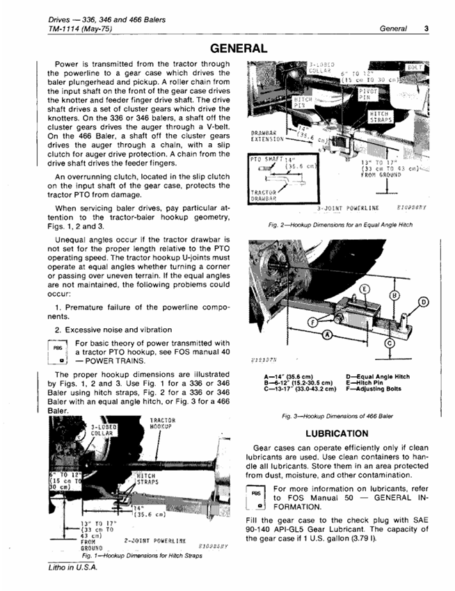 John Deere 336 346 466 Baler Technical Service Guide TM1114