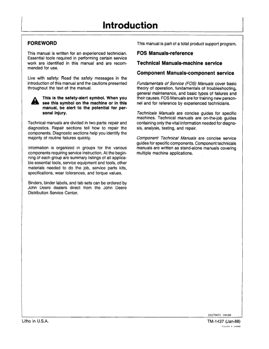 John Deere 340D 440D 448D Grapple Skidder TM1437 Service Manual