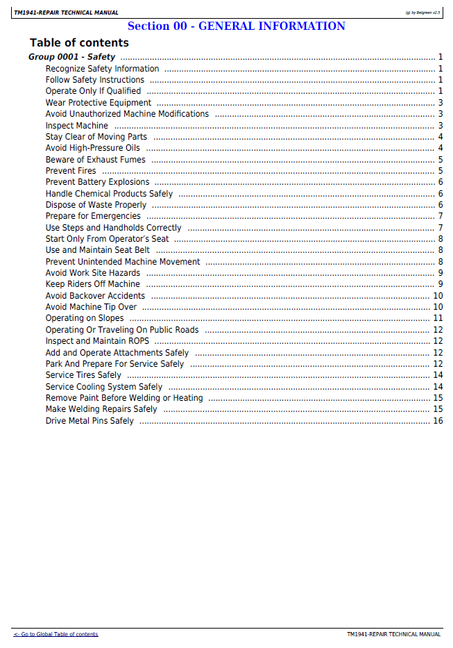 John Deere 350D 400D Dump Truck Workshop Repair Manual TM1941