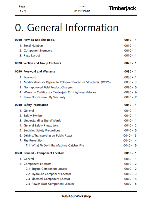 John Deere 360 460 Skidder Service & Repair Manual PDF