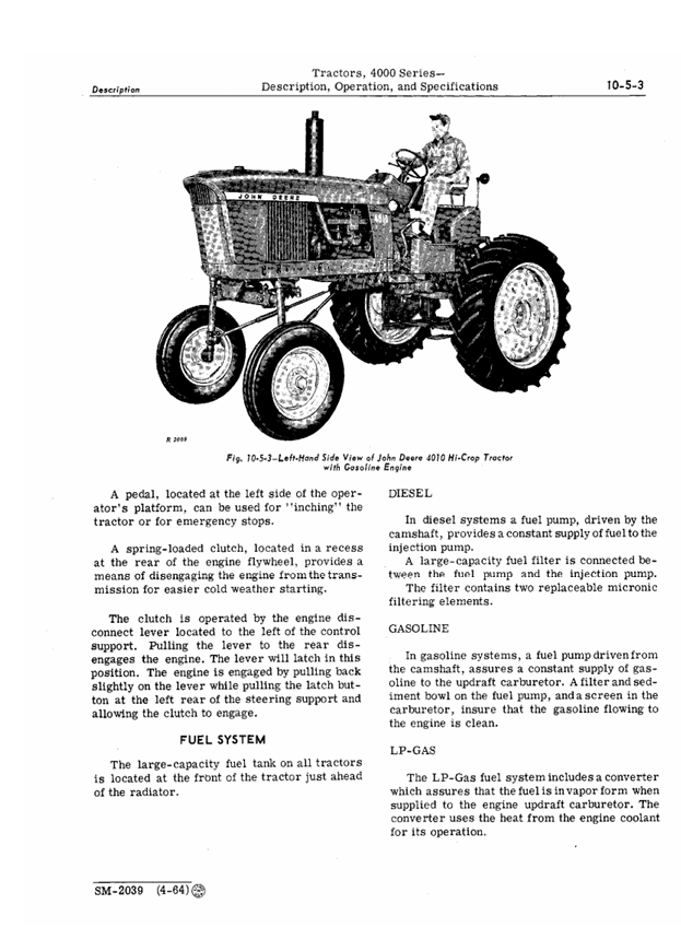 John Deere 4000 Series Tractor SM2039 Service Guide PDF